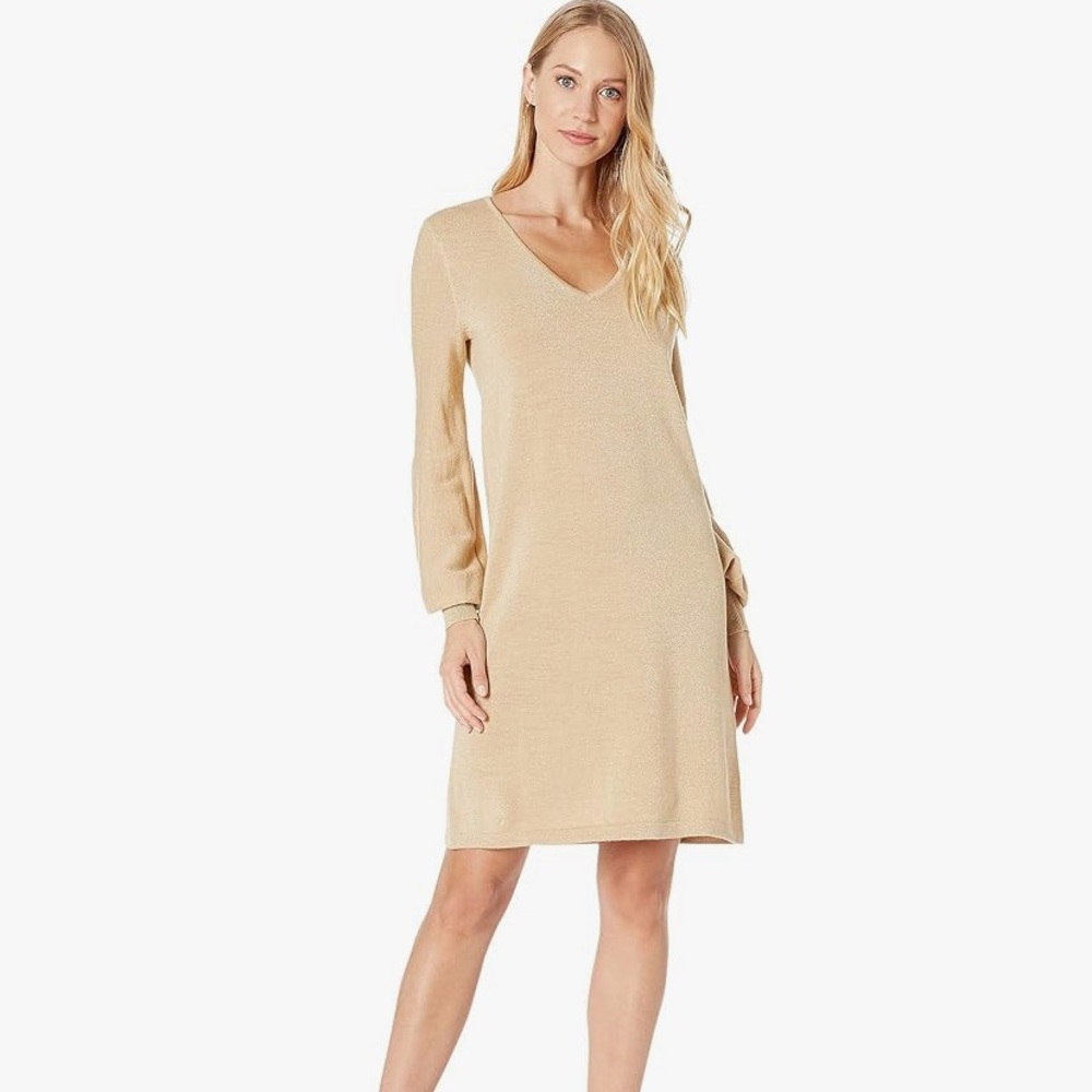 Lilly Pulitzer Sariya Sweater Dress Heathered Sandbar Metallic XS Wool